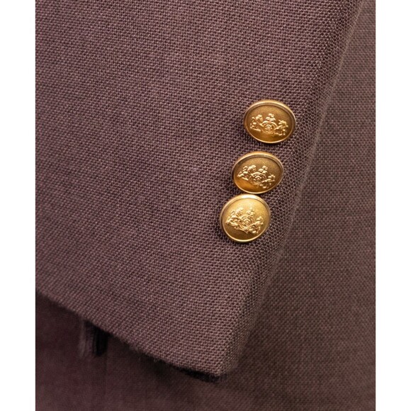 Stafford Two Gold Tone Button Blazer Jacket Brown 41R Sport Coat Solid Wool - Picture 7 of 14